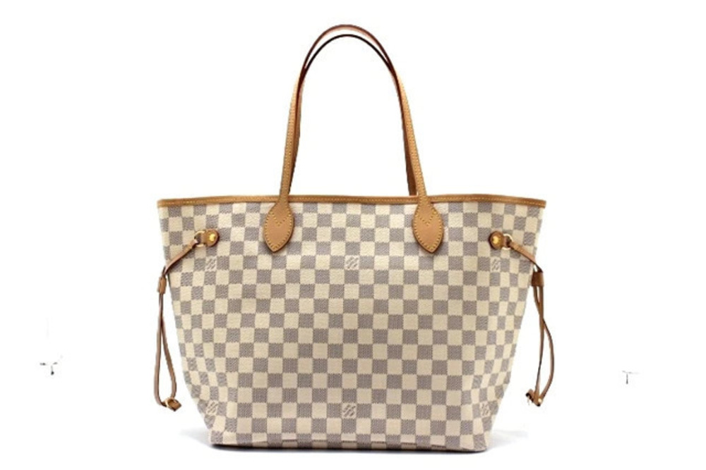 LOUIS VUITTON Neverfull Tote Bag Damier Azur White